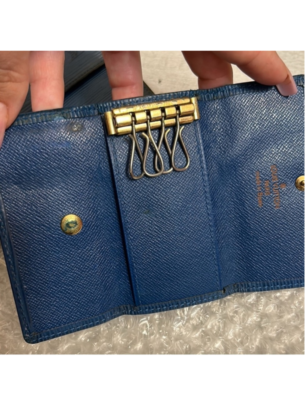 Louis Vuitton Blue Epi Leather Wallet & Key Holder Set with Box and Dustbag - Picture 13 of 14